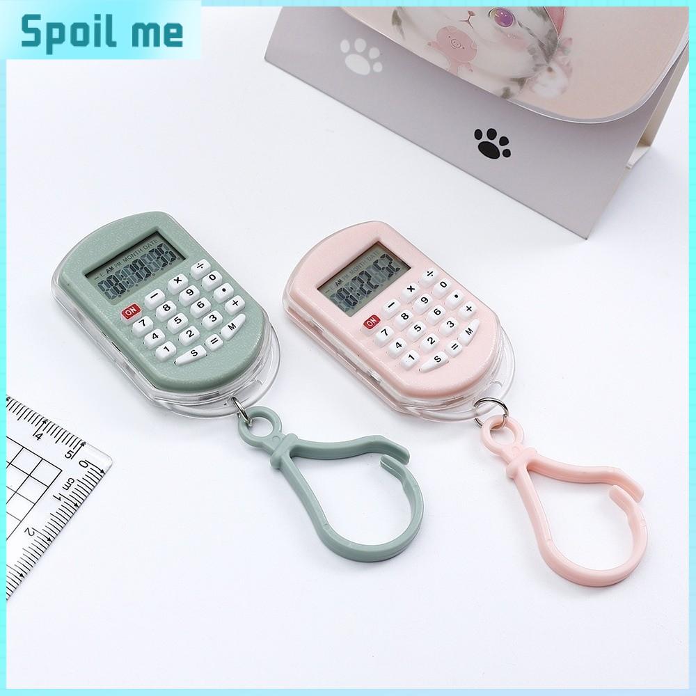 SPOIL ME DIGITAL GOODS Di động Máy tính mini Hiển thị thời gian Hiển thị 8 chữ số Máy tính bỏ túi móc khóa Sáng tạo Nút im lặng Máy tính điện tử Văn phòng phẩm cho sinh viên