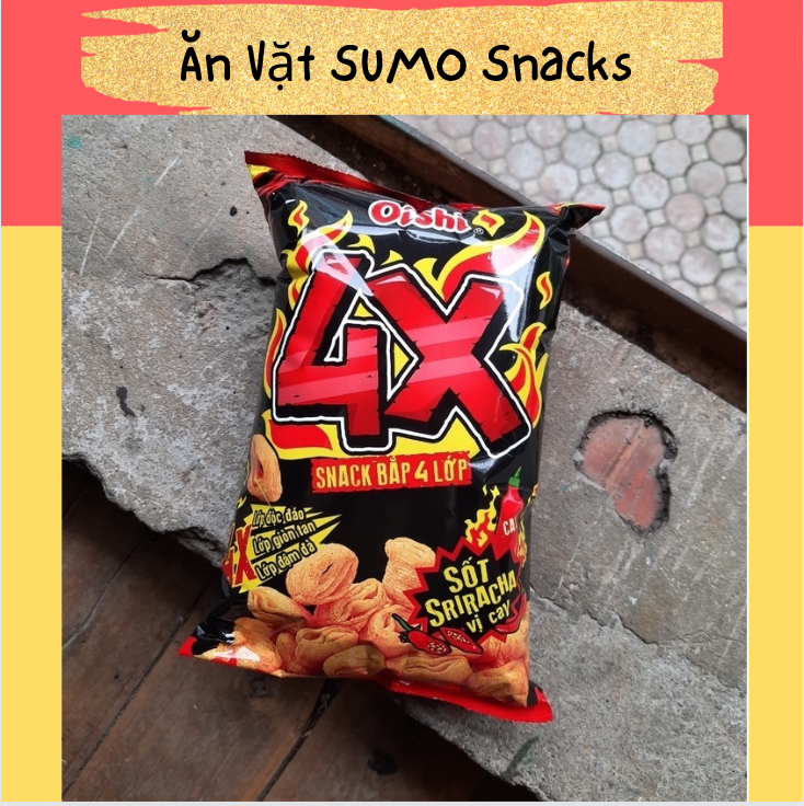 Bim Bim Snack Bắp 4x Vị Sốt SRIRACHA Cay Oishi 80g-Ăn Vặt Sumo Snack