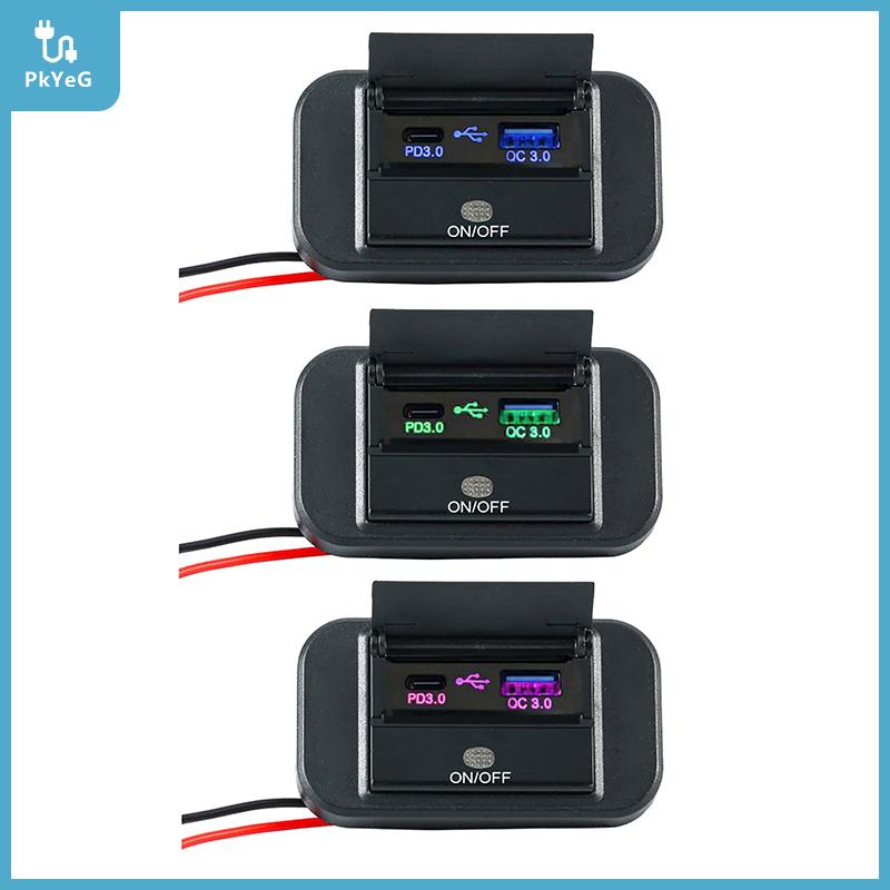 【YIDAO4】 พอร์ต USB คู่ PD ชนิด C อะแดปเตอร์ซ็อกเก็ตที่ชาร์จในรถยนต์12V 24V แผงไฟ USB พร้อม swith สำหรับมอเตอร์ไซค์ทางทะเล ราคา 156 บาท*ส่งฟรี