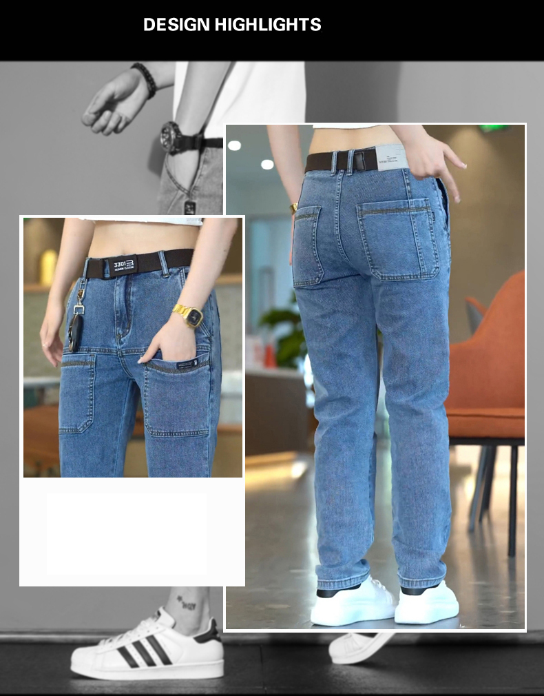 [lsdj] 2023 New Men's Slim Jeans Stretch Skinny Multi Pocket Fashion Designer Denim Trousers Male Brand Clothes Pants Streetwear · v2