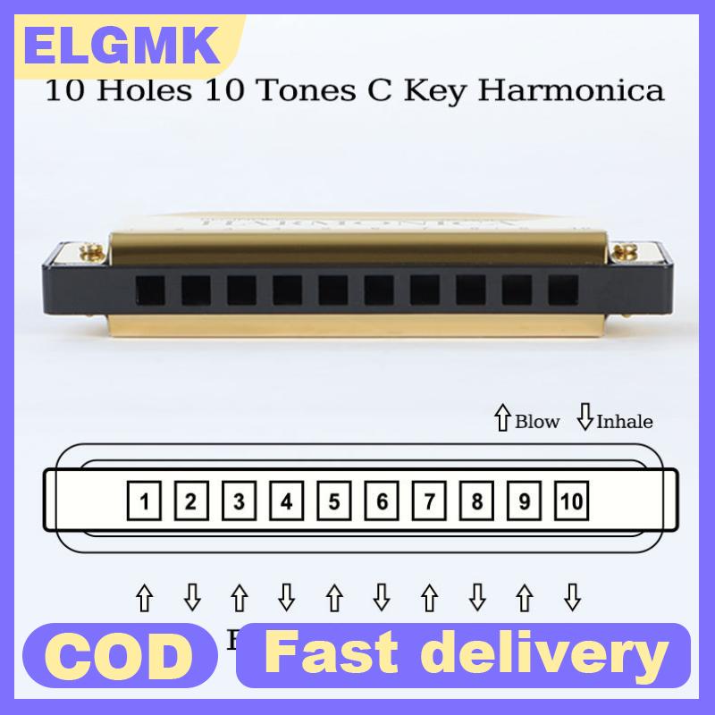 ELGMK 1PC Chuyên Nghiệp 10 Lỗ 20 Tone Harmonica Màu C Tone Harmonicas Với Trường Hợp Giáng Sinh Quà Tặng Cho Người Mới Bắt Đầu Harmonica