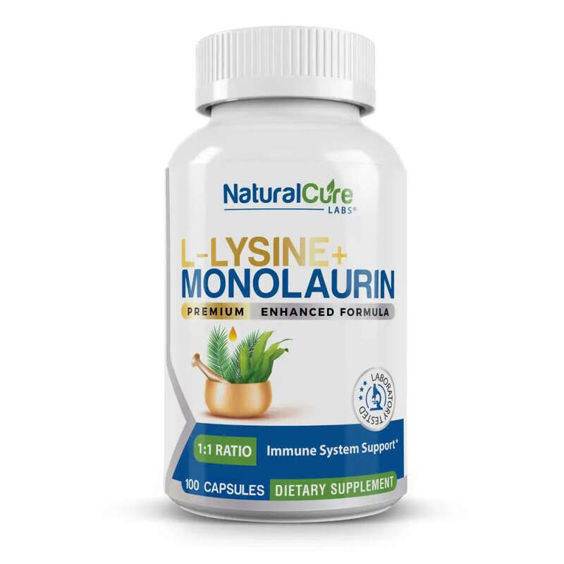 L-Lysine + Monolaurin 600mg. Ratio 1:1, 100 capsules – Supports immunity and digestion by Natural Cure Labs
