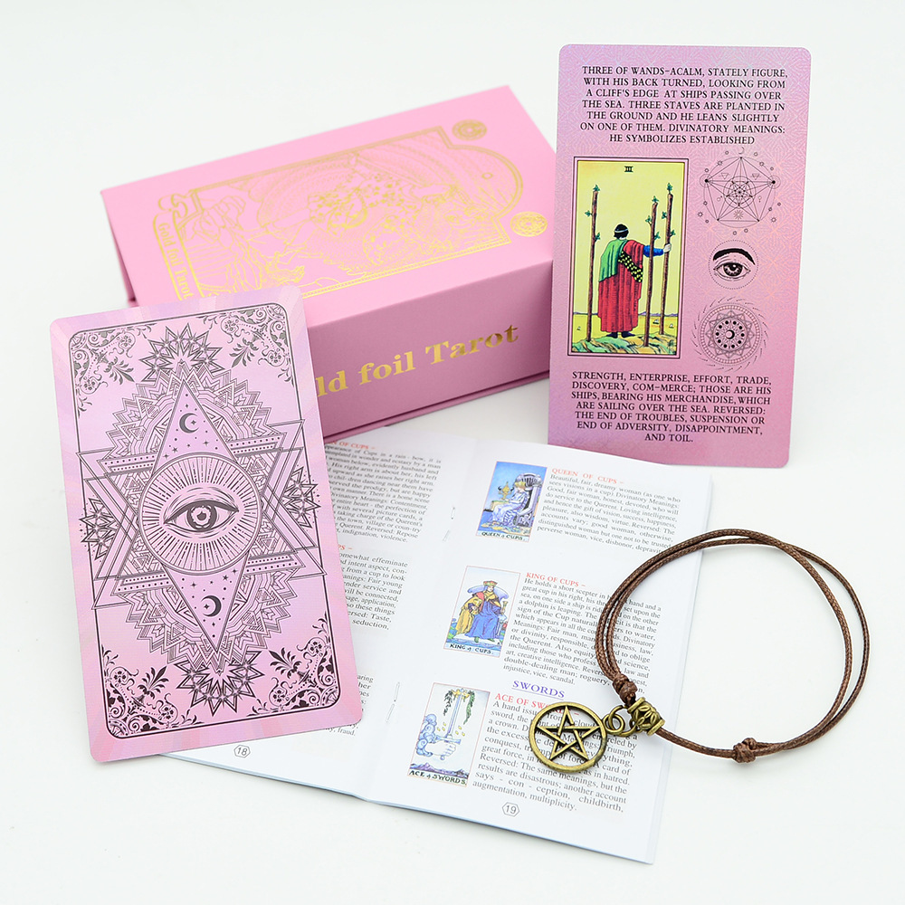 XIR Hộp Xanh Cao Cấp Lá Vàng Lá Lá Lá Vàng Mặt Trăng Tarot Nhựa In Màu Đồng PVC Bán Buôn Trò Chơi Hội Đồng Không Thấm Nước Xuyên Biên Giới RR20