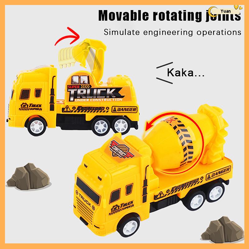 Yuan Đồ chơi trẻ em: Mô hình xe vệ sinh quán tính, xe kéo lùi, xe công binh quân sự, xe cứu hỏa – Đồ chơi bé trai, quà tặng cho trẻ em