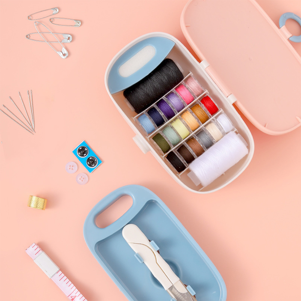 Bộ dụng cụ may vá di động du lịch bộ may đường chỉ may nhựa hộp kim nút threader kéo chân thước bộ phụ kiện