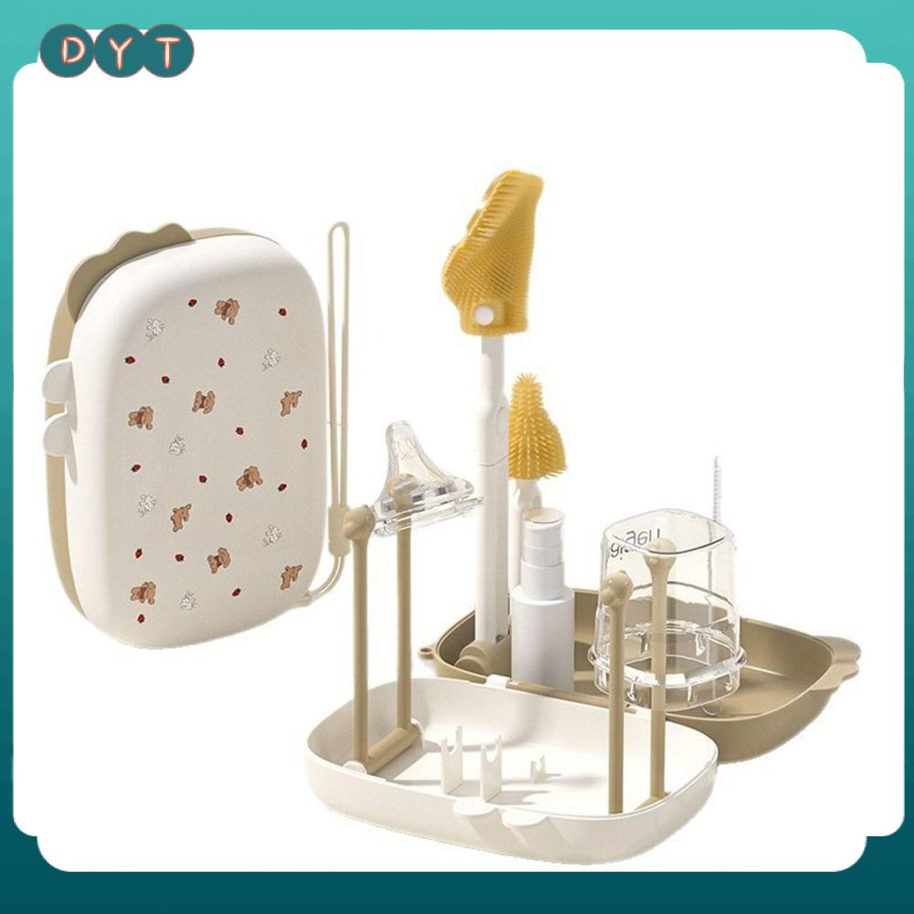 DYT 6 trong 1 Bộ vệ sinh bình sữa cho bé có hộp lưu trữ Bọt biển silicone Bàn chải bình sữa du lịch cho bé Sáng tạo Đa chức năng Bộ dụng cụ vệ sinh Du lịch
