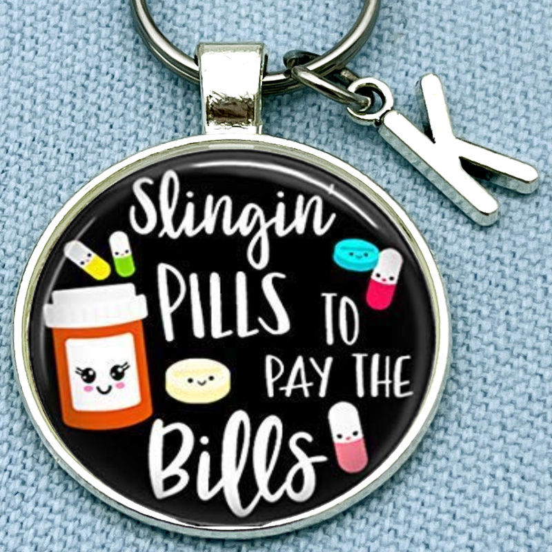 【Special Promotion】 Funny Pharmacist Badge Reel Pharmacy Tech Pill Keychain