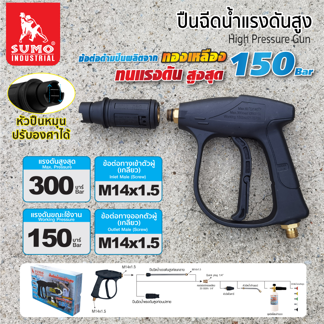 ปืนฉีดน้ำแรงดันสูง-สั้น (M14x1.5) SUMO ราคา 480 บาท*ส่งฟรี