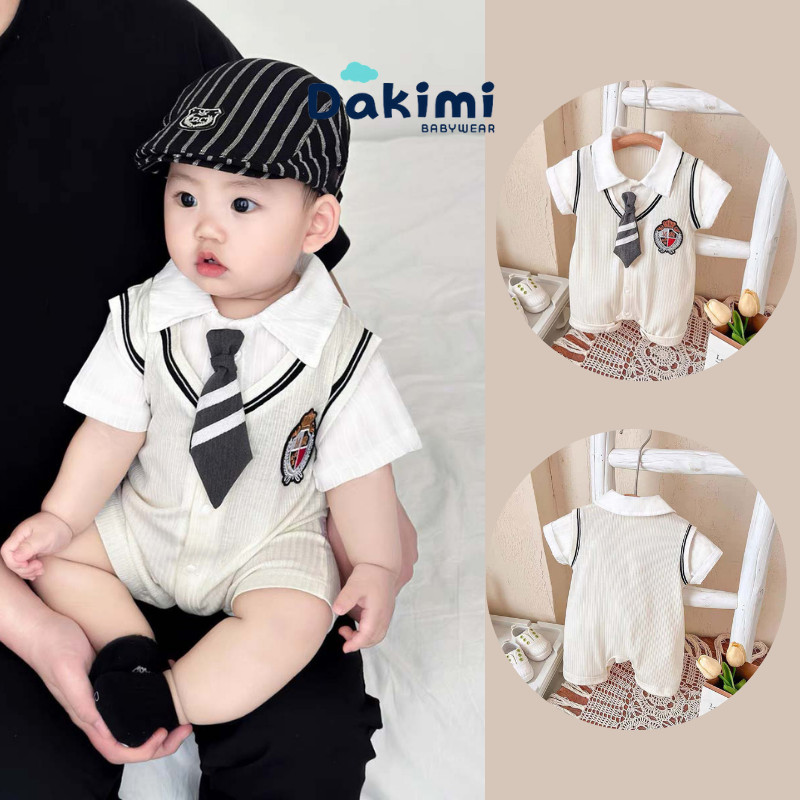 Body công tử cho bé trai dễ thương, Bodysuit cho bé chất thun tăm mềm mát, Body cho bé trai mẫu Quần áo sơ sinh 0-12M