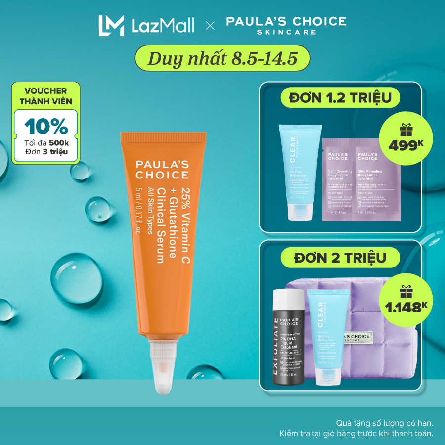 Tinh Chất Hỗ Trợ Làm Sáng Da Và Cải Thiện Mờ Nám Paula's Choice 25% Vitamin C + Glutathione Clinical Serum -5ml mã 1497