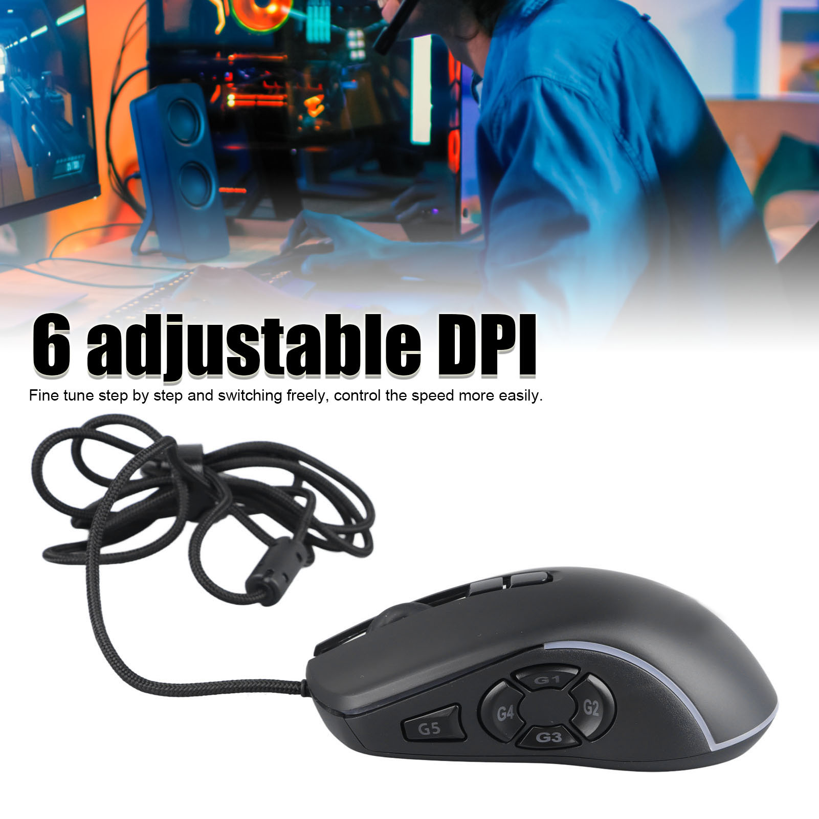Chuột máy tính ABS Chuột máy tính tiện lợi 6 có thể điều chỉnh DPI corded chuột cho ký túc xá cho Internet Bar