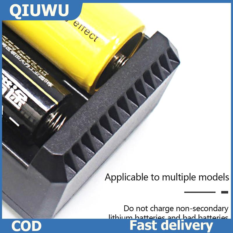 QIUWU 26650 Charger Li-ion Battery 18650 Dual Slot Battery Charger With Cable Flashlight Smart Lithium Battery Charging Adapter Li-ion Rechargeable Fast Charge ราคา 77 บาท*ส่งฟรี