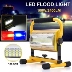 100W 100 LED Portable Rechargeable Flood Light Spot Work Camping Outdoor Lamp Yellow - intl Singapore