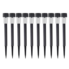 10PCS Black Plastic Solar LED Lawn Light Outdoor Lighting Landscape Path Pathway Garden Lights Color:Warm White