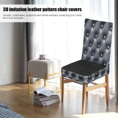 3D Printing Spandex Stretchable Dining Chair Seat Covers Dustproof Ceremony Chair Slipcovers Protectors Wedding Events Decoration--Grey - intl