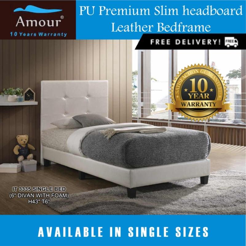 Amour® Single Size PU leather bed Free delivery 10 Years Warranty Best in Lazada