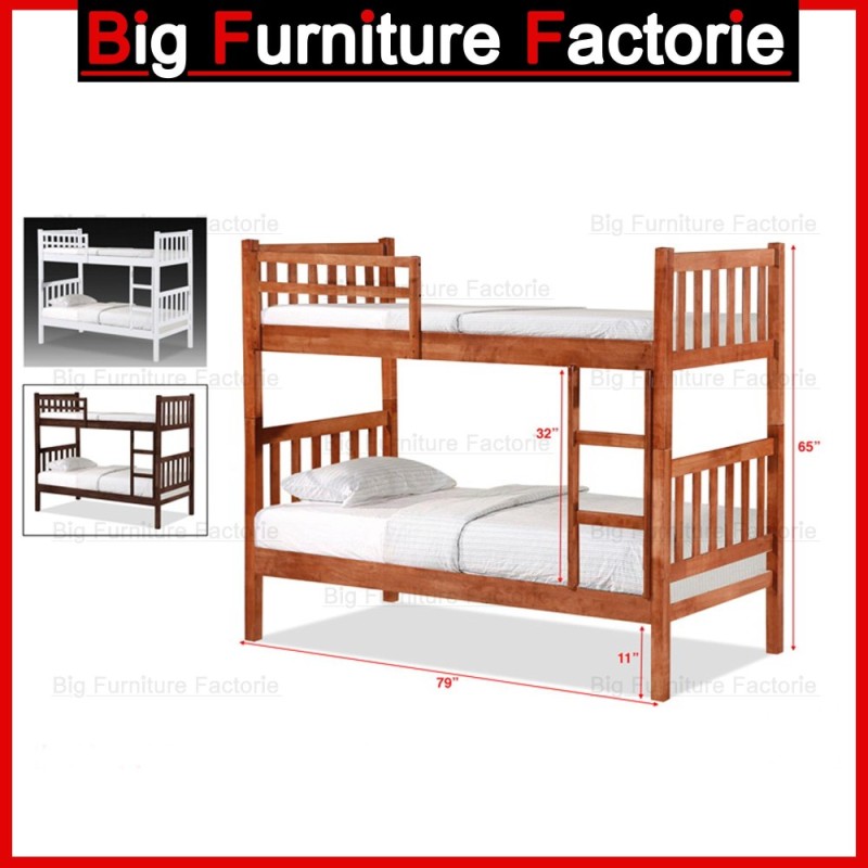 BFF-24-DD Solid Wooden Bunk Bed with Pull Out Bed