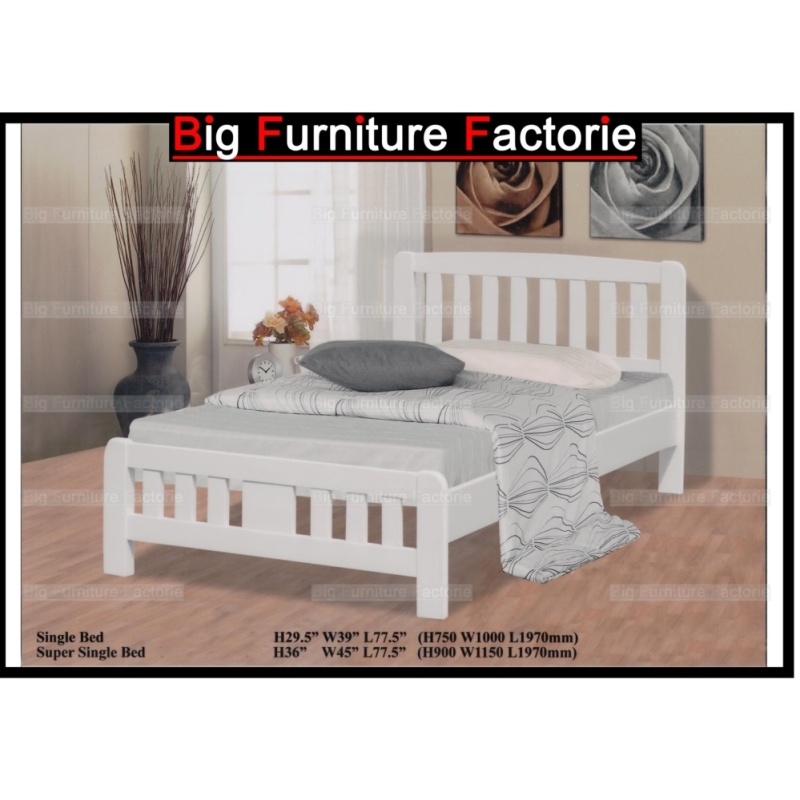 BFF3601-WB Solid Wooden Bed (White)