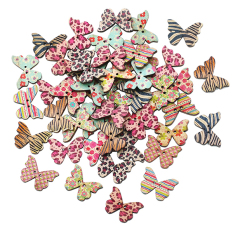 50pcs Mixed Butterfly Wooden Sewing Buttons 2 Holes DIY Scrapbooking Craft Decor