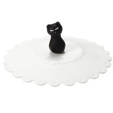 Cute Anti-dust Cartoon Silicone Glass Cup Cover Coffee Mug Suction Seal Lid Cap white
