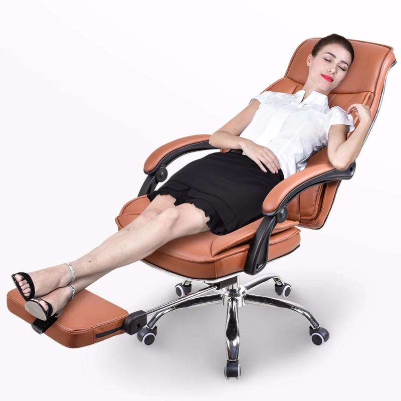 Ergonomic offie chair leather chair boss chair with foot rest P22 Brown Singapore