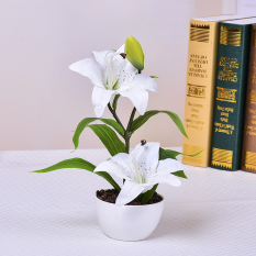 European Style Artificial Flower Living Room 58 Asian Creative Luxury Art Works Lily Potted Plant Artificial Flowers Set Accessories Green Vegetation Bonsaii Small Ornaments