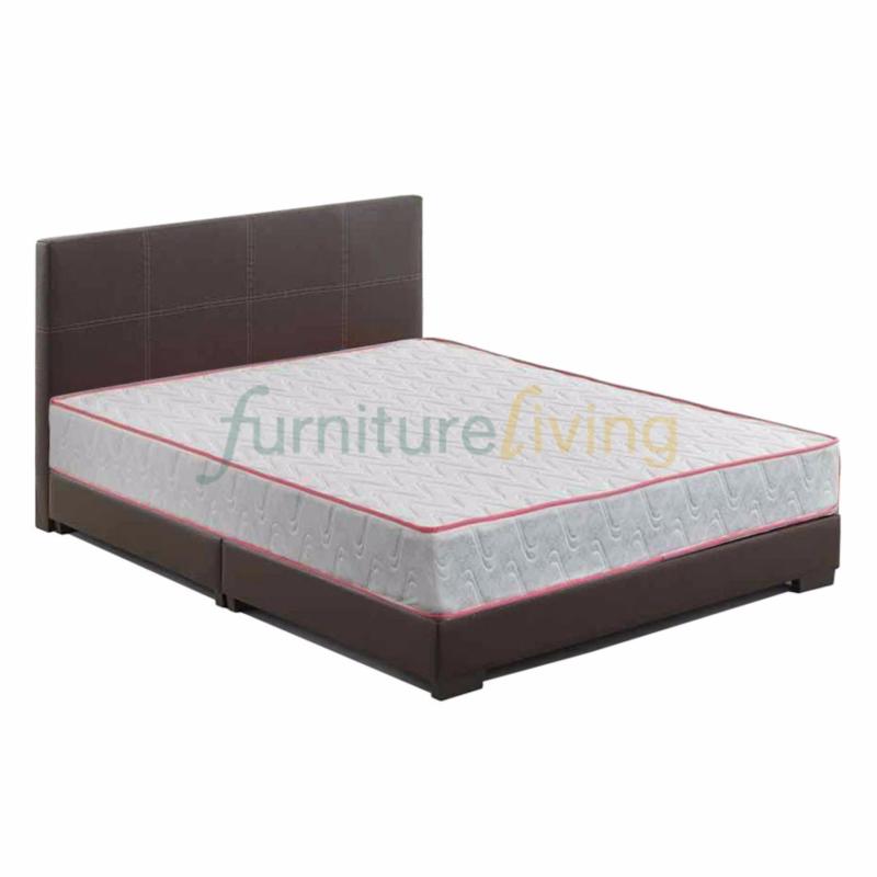 Furniture Living Queen size Divan Bedframe (Brown) + Queen size Spring Mattress