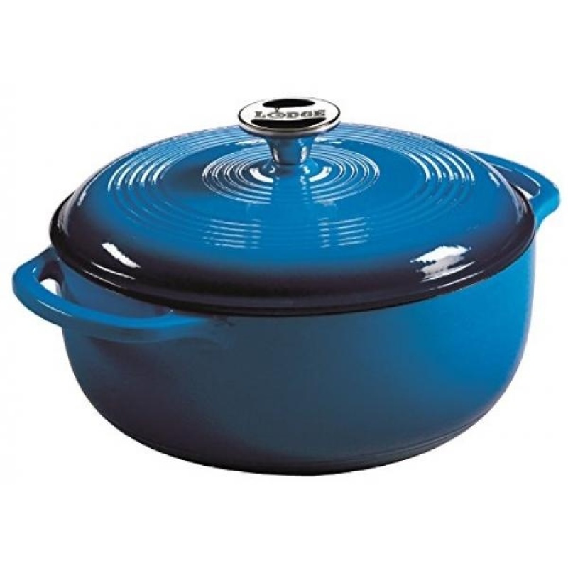 GPL/ Lodge EC4D33 Enameled Cast Iron Dutch Oven, 4.5-Quart, Caribbean Blue/ship from USA - intl Singapore
