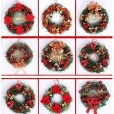 Jettingbuy Hand-crafted Christmas Wreath with Bow Handcrafted Elegant Holiday Wreath for the Front Door Red - intl