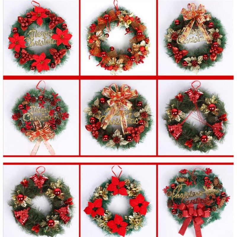 Jettingbuy Hand-crafted Christmas Wreath with Bow Handcrafted Elegant Holiday Wreath for the Front Door Red - intl