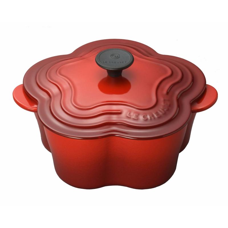 Le Creuset Cast Iron Flower Casserole (Cherry Red) Singapore
