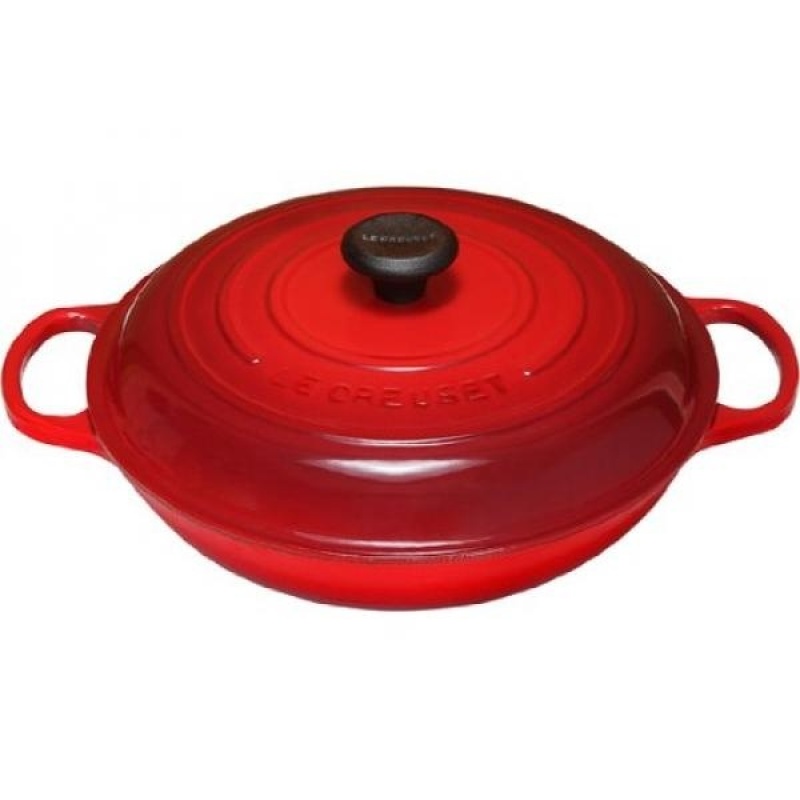 Le Creuset Signature Enameled Cast-Iron 3-3/4-Quart Round Braiser, Cerise (Cherry Red) - intl Singapore