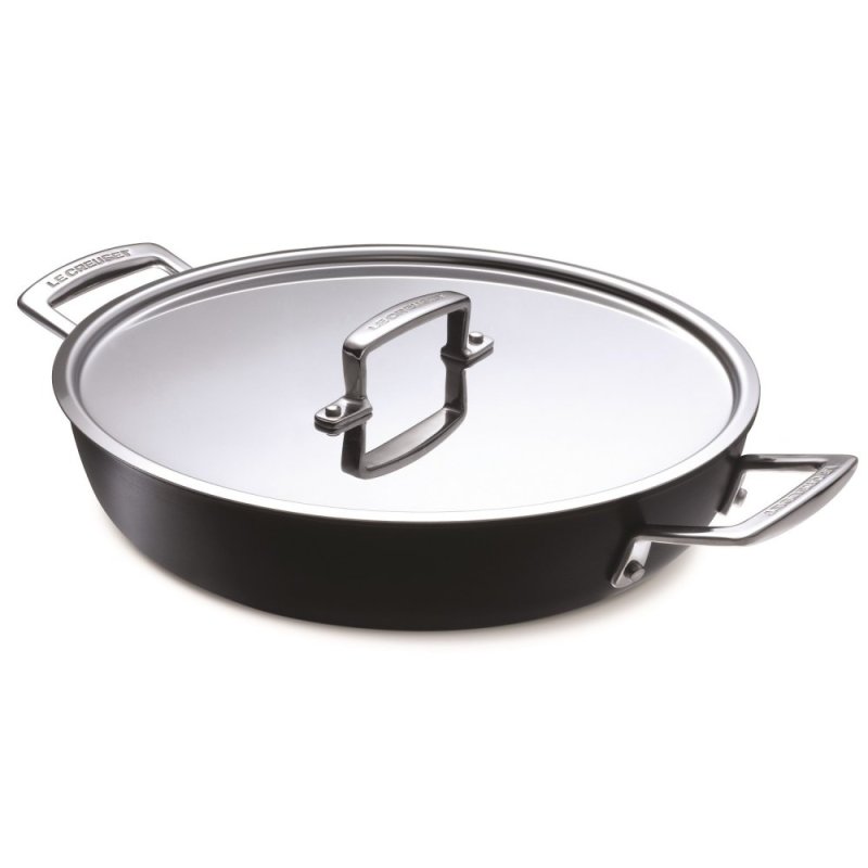 Le Creuset Stainless Steel Bi-Ply Shallow Casserole with Lid 28 x 6cm (Non-Stick exterior) - Online Exclusive Singapore