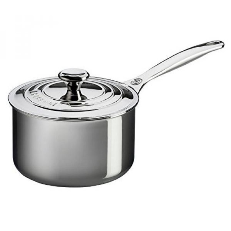Le Creuset Tri-Ply Stainless Steel Saucepan with Lid, 3-Quart - intl Singapore