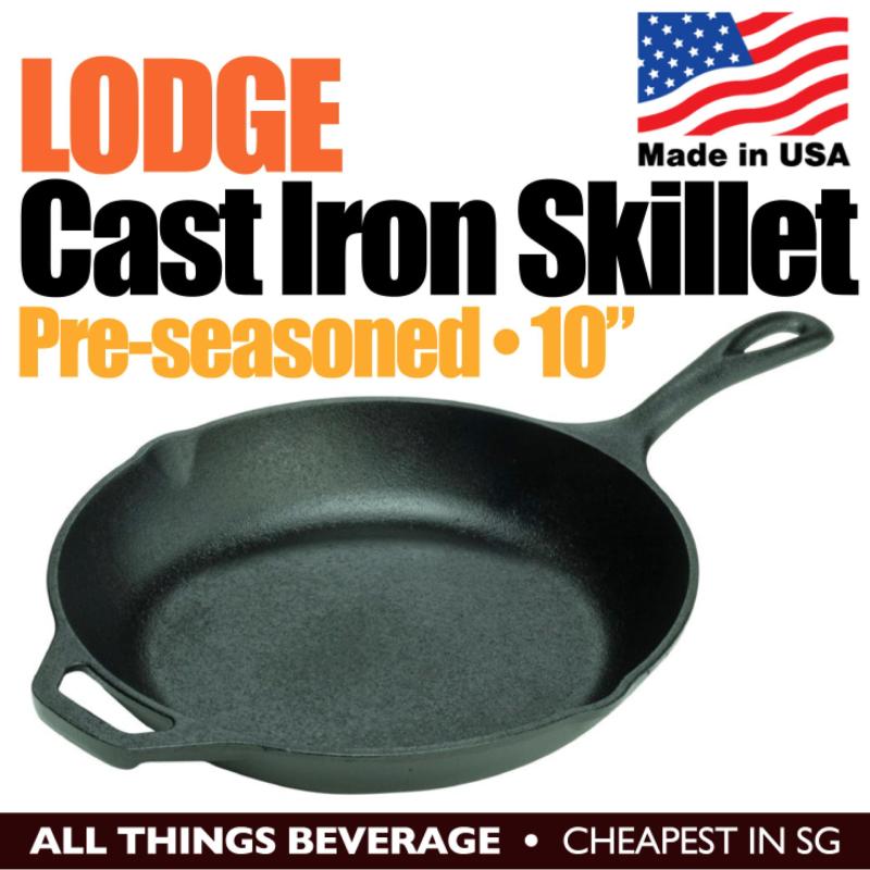 Lodge Cast Iron Round Skillet Grill Pan Pre seasoned 10 inch 25cm Made in USA Singapore