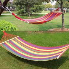New Canvas Fabric Double Spreader Bar Hammock Outdoor Camping Swing Hanging Bed - intl