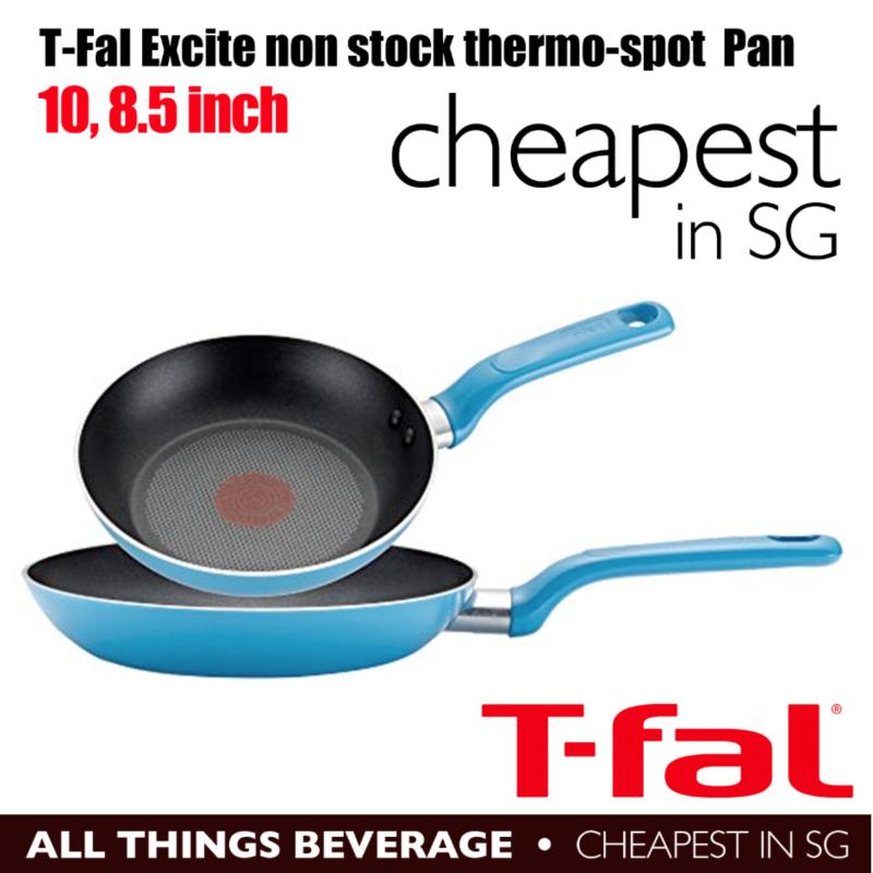 T-fal Tefal C512S2 Excite Nonstick Thermo-Spot Dishwasher Safe Oven Safe PFOA Free 8-Inch and 10.25-Inch Fry Pan Cookware Set, 2-Piece, Blue (Cheapest in SG) Singapore