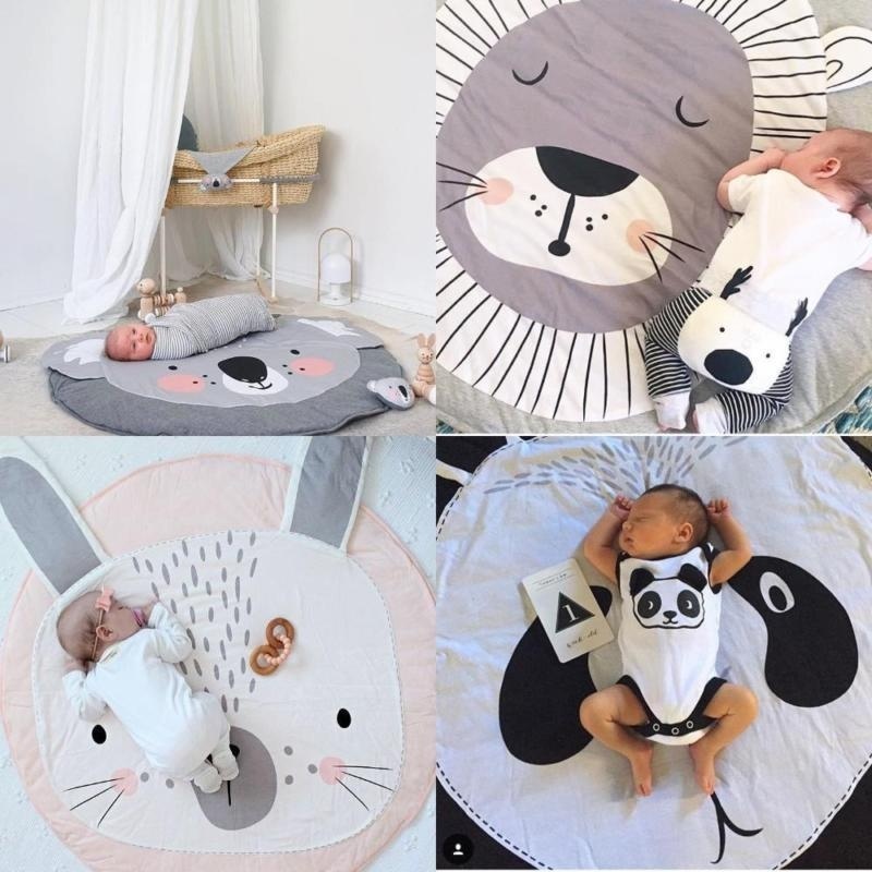 Wonderful Power New Popular Kids Room Decoration Cotton Chilren Padded Mat Baby Crawling Blanket Round Carpet Play Rug 5 styles-Grey-Koala - intl
