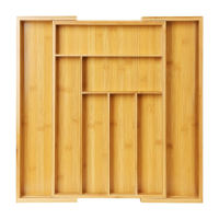 【จัดส่งในท้องถิ่น】Vogvigo ที่จัดระเบียบเครื่องเงินไม้ไผ่ถาดมีดขยายได้อุปกรณ์จัดระเบียบในห้องครัวสำหรับมีดส้อมช้อนอเนกประสงค์