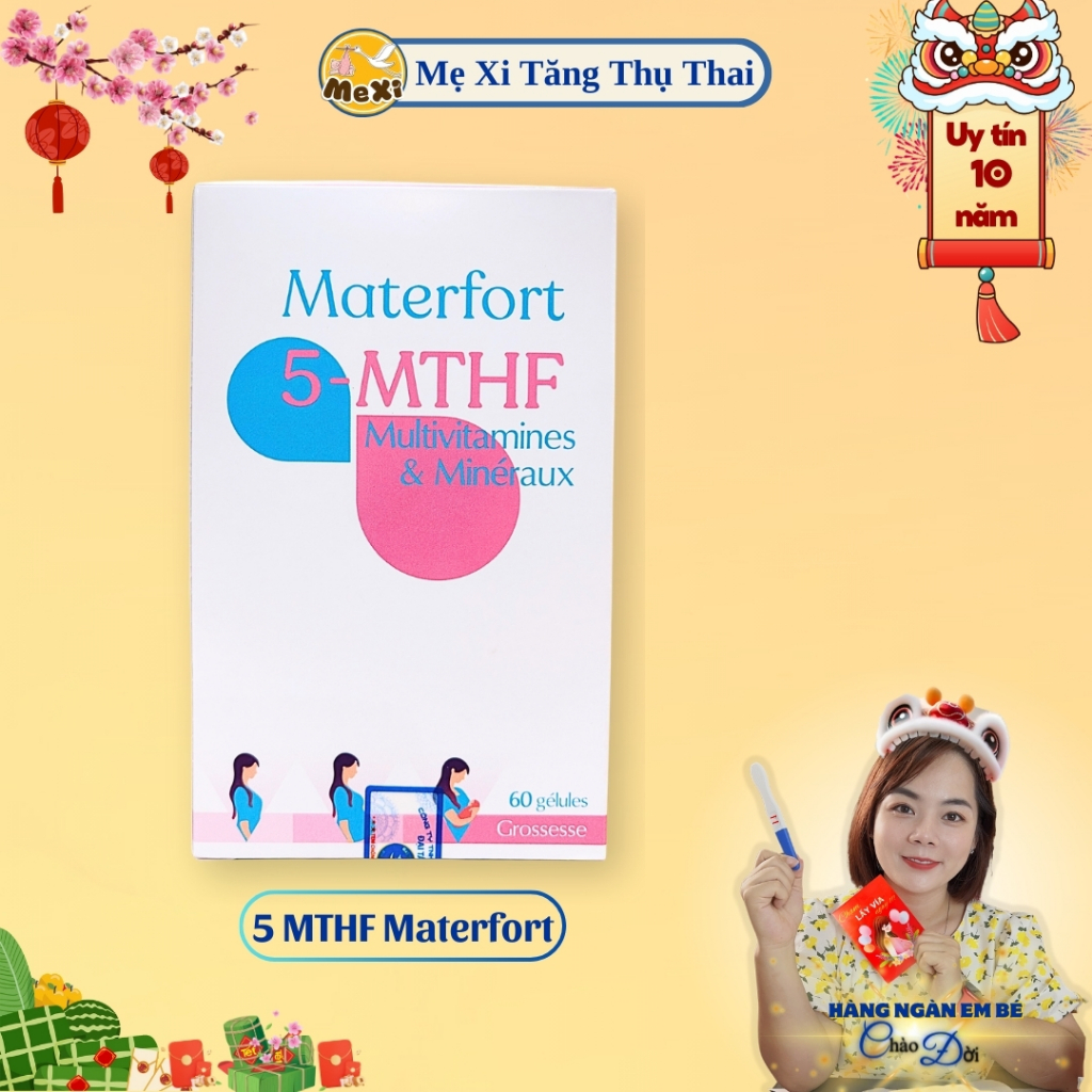 Mẹ Xi 5 MTHF Materfort [TẶNG LÁ BỒ ĐỀ CẦU CON] Viên Uống, Bổ trứng, Bổ Sung Folate, Ngăn Ngừa Dị Tật Thai Nhi