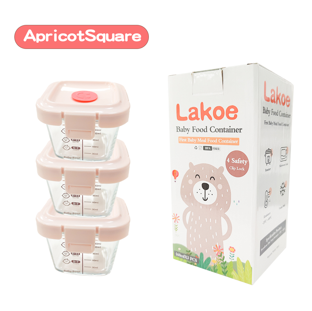 Lakoe Baby Food Container Food Storage Portable Glass Container Glass Food Keeper With Cove