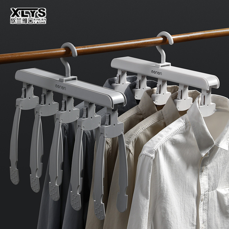 Multifunctional hanger home wardrobe storage artifact seamless clothes hanger hook dormitory students folding clothes rack. ราคา 241 บาท*ส่งฟรี
