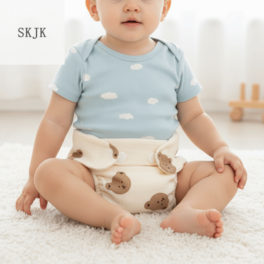 SKJK Chống thấm nước Quần tập cho bé Bông nguyên chất Thân thiện với môi trường Tã vải cho bé Dễ thương Có thể giặt Quần short cho trẻ sơ sinh Trẻ sơ sinh