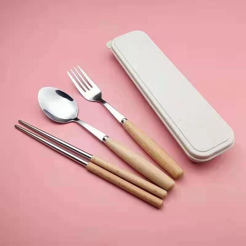 2pcs/set Fork&Spoon Stainless Steel Student EatingTableware KuromiTableware for Baby Portable