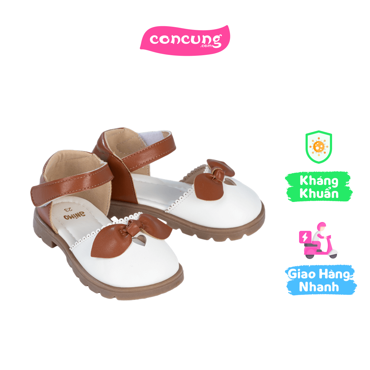 Sandal bé gái Animo A2410_MN030 (21,Trắng-Nâu)