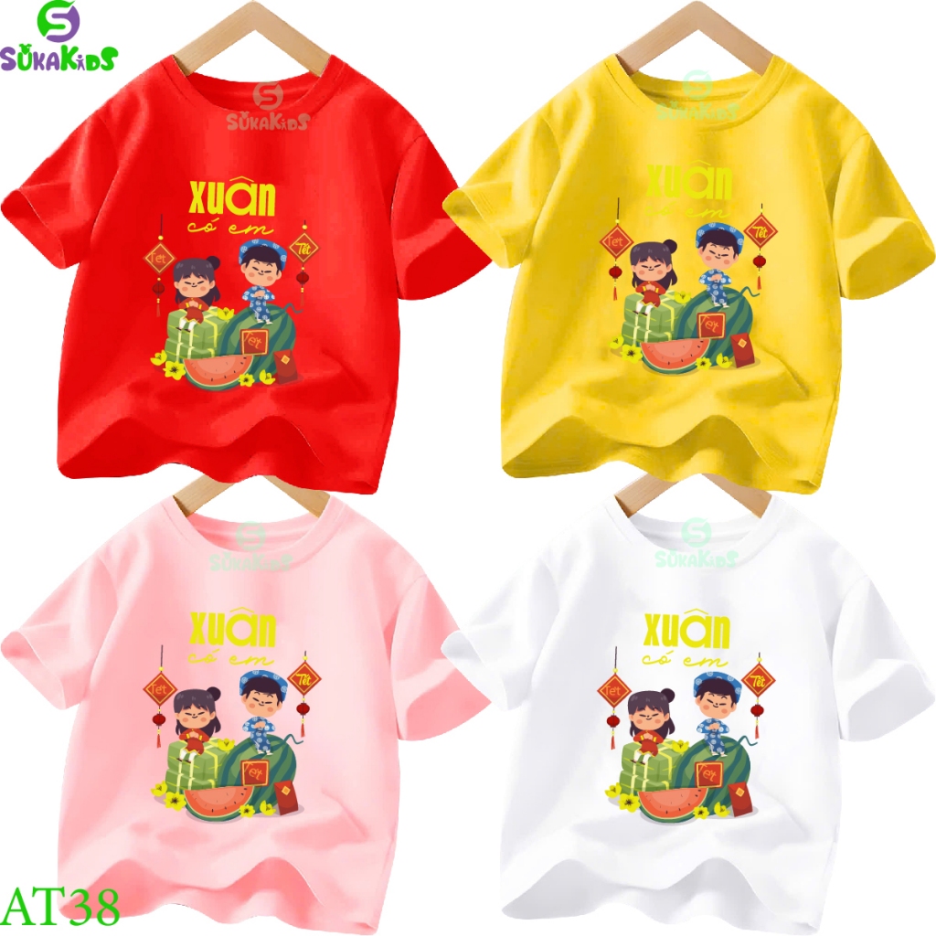 Combo 3 Áo thun tếtxuân cho bé trai,gái hình in vui tết cho bé 6-29kg.AT38