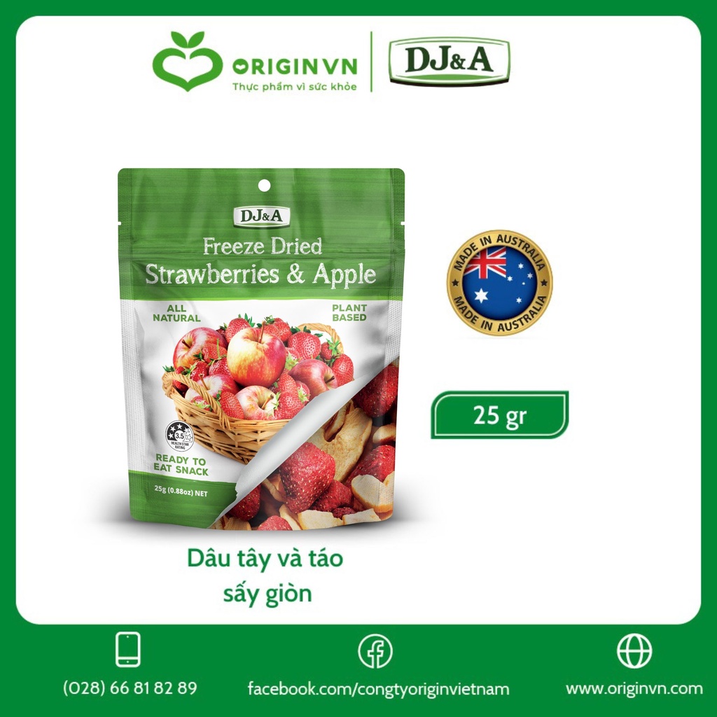 Dâu tây và táo sấy giòn dj&a 25g