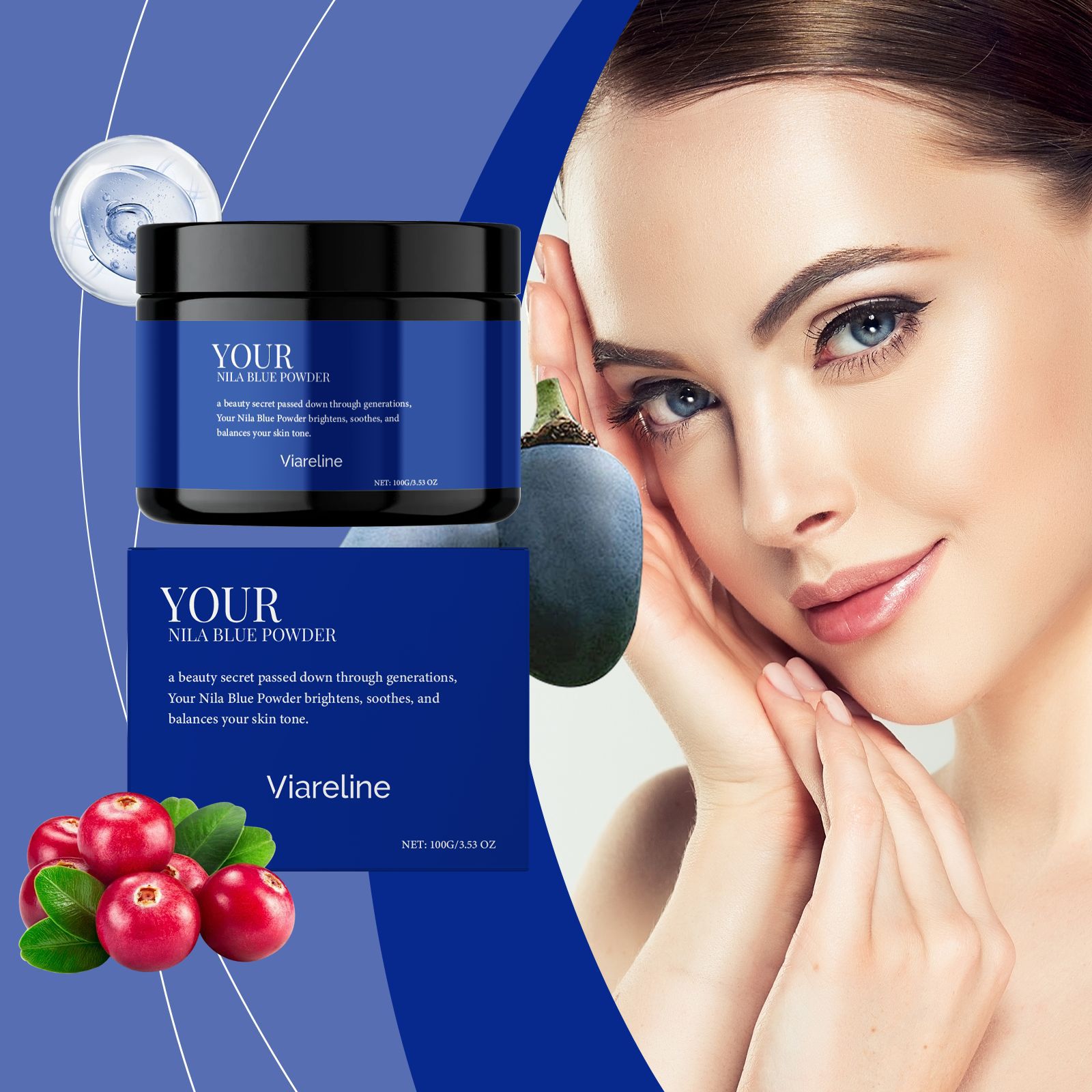 Nila Blue Powder Brightens Soothes and Balances Your Skin Tone Even Out The Skin Fast and Effective
