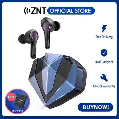 ZNT GamePods Max Gaming Wireless EarBuds, 0.060s No Delay, ULTRA Low Latency PixArt Chipset, Bluetooth 5.0, Superb Deep Bass High Fidelity, Game/Music Mode, Built-in Mic, Sparkle Breathing lights Wireless Earphones For PUBG, ESPORTS, Gamer