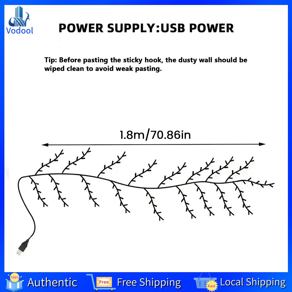 [Vodool Home Mall] 48/72/96/144 LED Vine Tree Branch Lights 8 Modes Wall Decoration Vine Lights Tree Branch Lamp for Desktop Wall Party Home Decoration